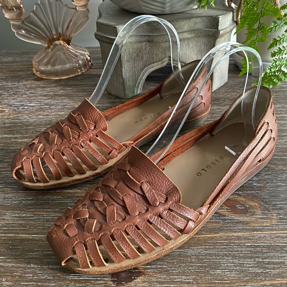 Nisolo Huarache Leather Braided Sandal Shoe Burnt Sienna Womens‎ 8 Brown Tan EUC - Picture 6 of 15